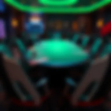 An aesthetically pleasing setup of a poker table featuring a green cloth