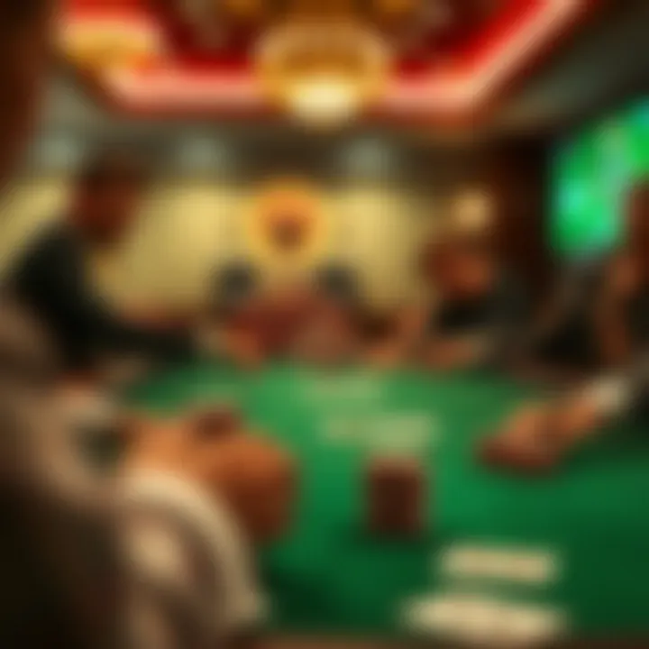 An elegant poker game in progress on a green table cloth