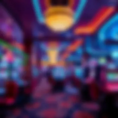 Gaming Experience at Grand Villa An elegant gaming floor with vibrant lights and gaming tables