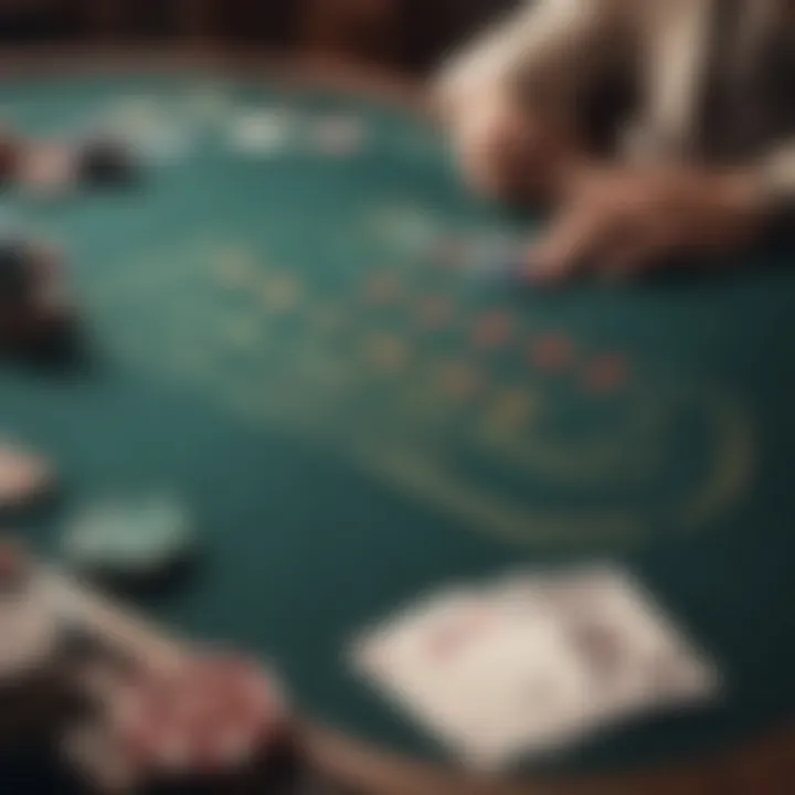 An aesthetically arranged poker table with cards and chips