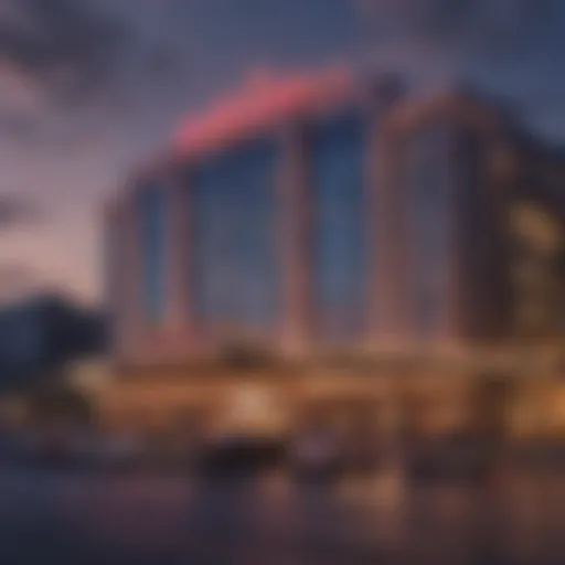 Dusk at Pittsburgh's Premier Casino Hotel Exterior view of a prominent casino hotel in Pittsburgh at dusk
