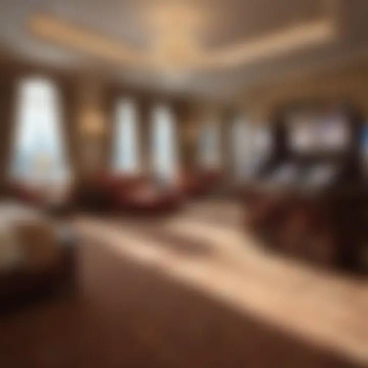 Luxurious hotel room featuring modern amenities and decor