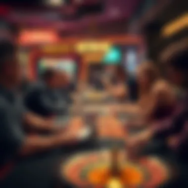 A lively gaming table where players are engaged, illustrating the social aspect of Talking Stick Roulette.