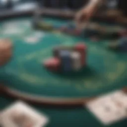 Virtual poker table with chips and cards