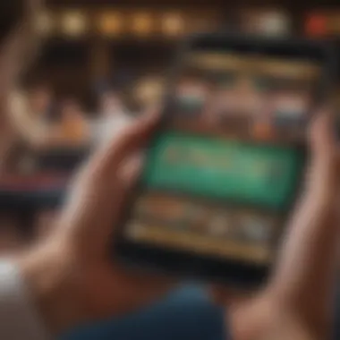 Engaging with MGM Sportsbook App User engaging with the MGM Sportsbook app on a smartphone