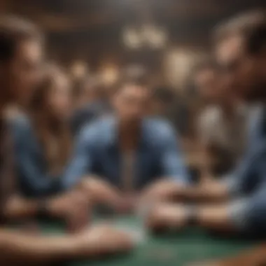 A diverse group engaged in an animated poker discussion