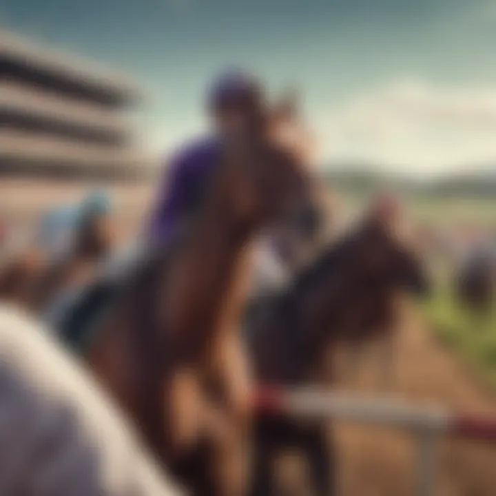 A picturesque view of a horse racing track filled with spectators.