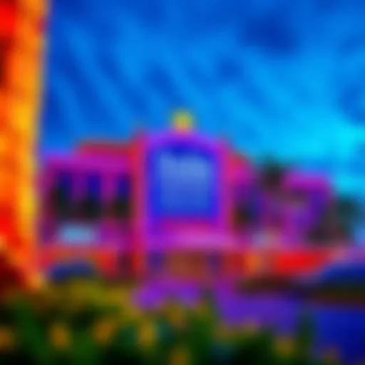 A panoramic view of Isle Casino Racing Pompano Park showcasing its vibrant exterior and surroundings.