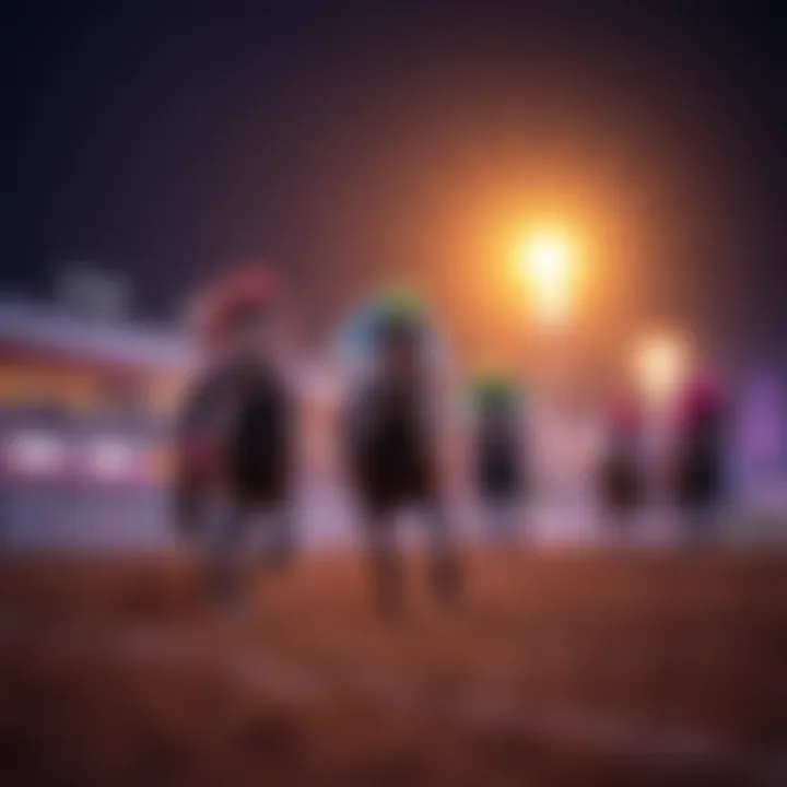 An exciting moment captured during a horse race at Isle Casino Racing Pompano Park.