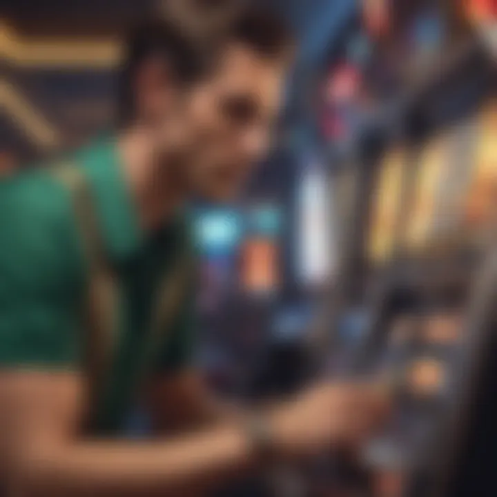 Close-up of a player engaging with online slots on a digital device