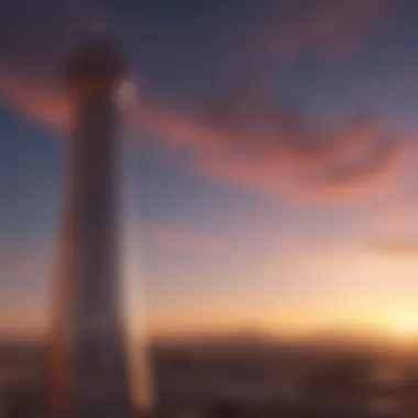 View of the Stratosphere Tower against a sunset sky