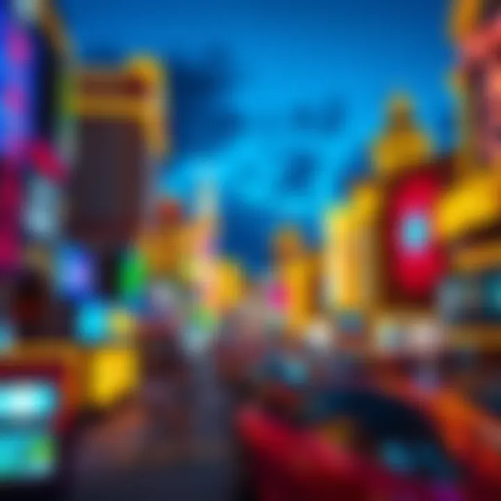 An iconic strip in Las Vegas illuminated at night with bustling casinos.