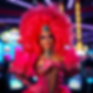 A vibrant drag performance showcasing elaborate costumes and makeup.