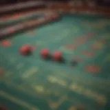 Craps table layout highlighting betting options