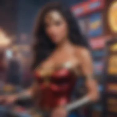 Concept art themed around Wonder Woman and the slots game