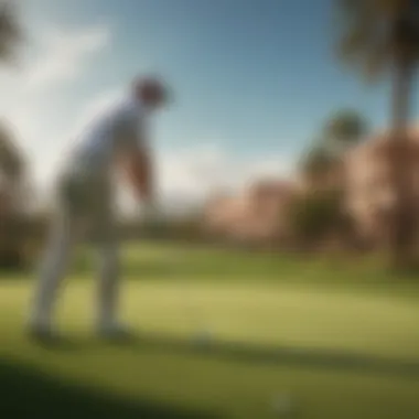 Close-up of a golfer teeing off on the pristine fairway at Wynn Las Vegas